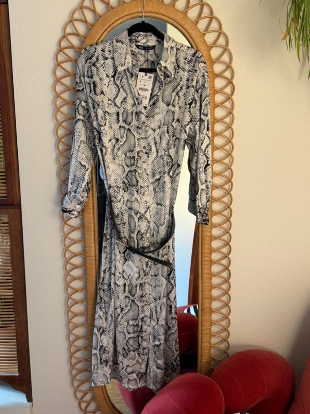 NWT Zara Snakeskin Satin Dress, size L